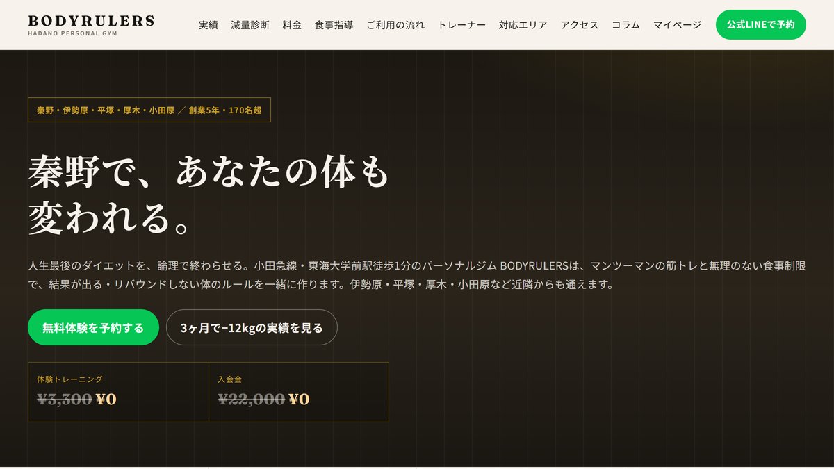 ダイエットジムBodyRulersの公式サイト